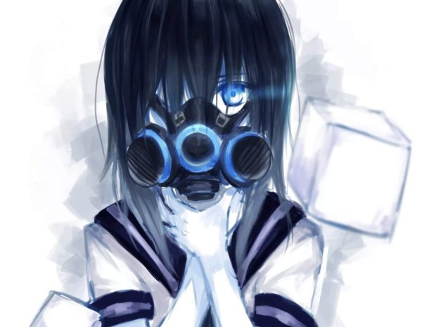 девушка в респираторе