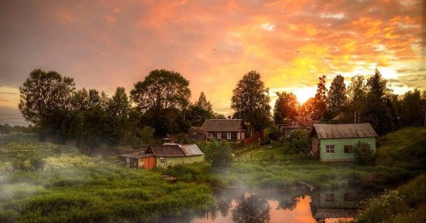 лето вечер деревня моша