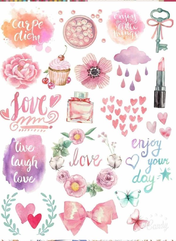 наклейки розовые