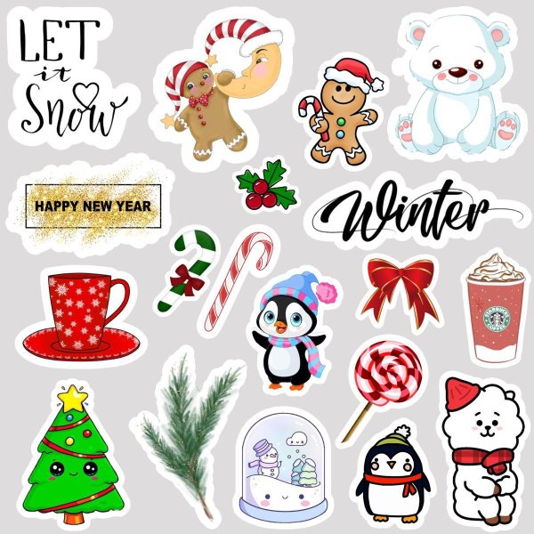 новогодние зимние стикеры