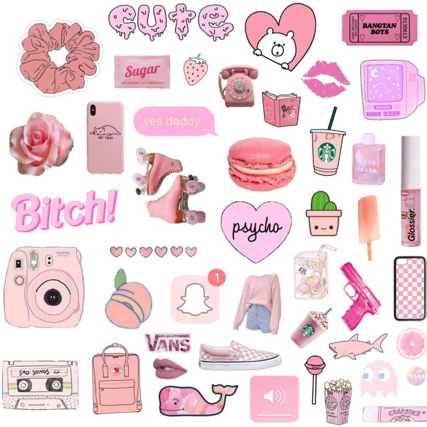 наклейки розовые