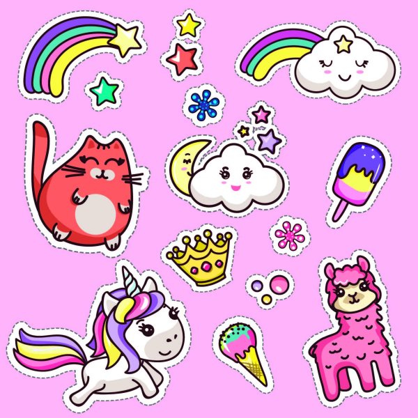 набор наклеек единорог