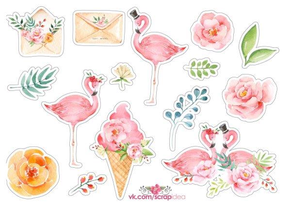 наклейки фламинго