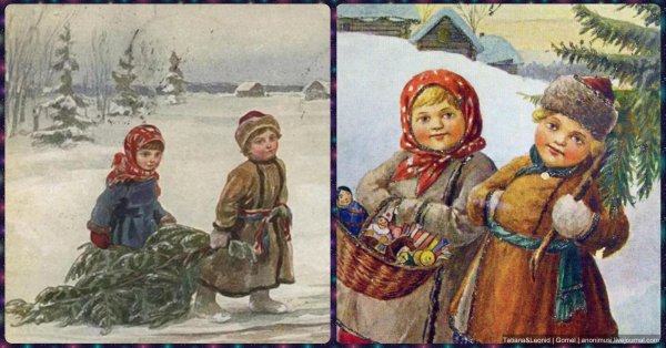 старинная открытка с рождеством