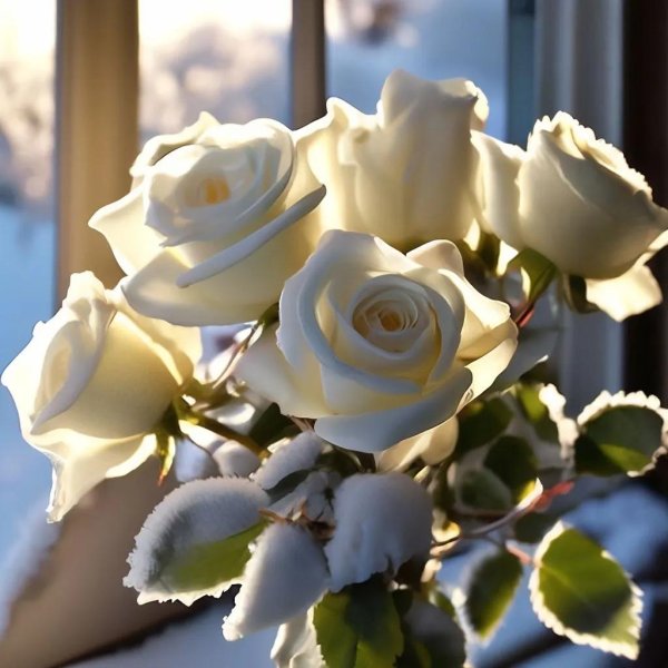 снег на розах