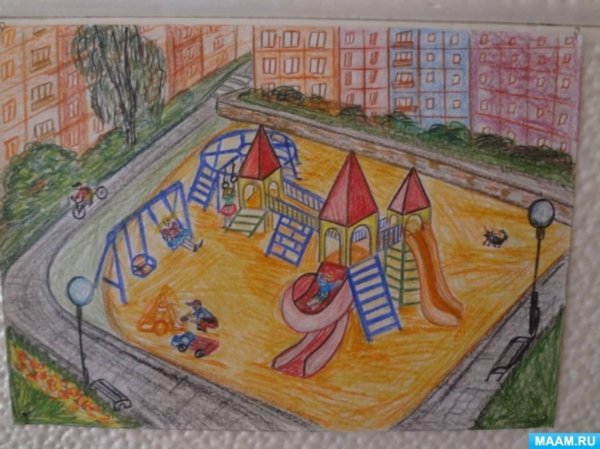 рисование детской площадки