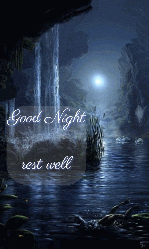 луна и водопад