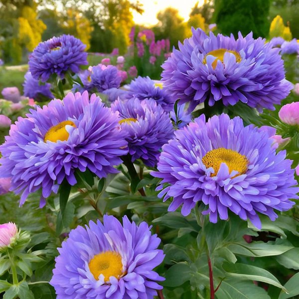 астра на клумбе