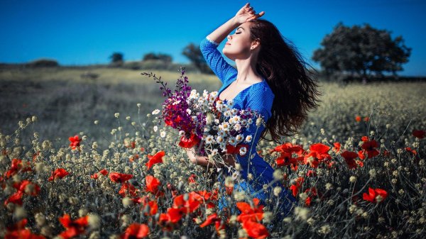 девушка в поле