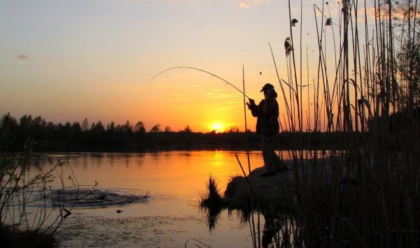 рыбак на закате