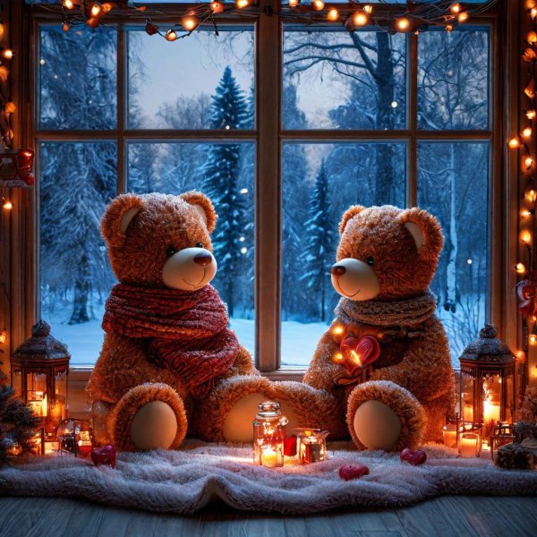 медведь новогодний