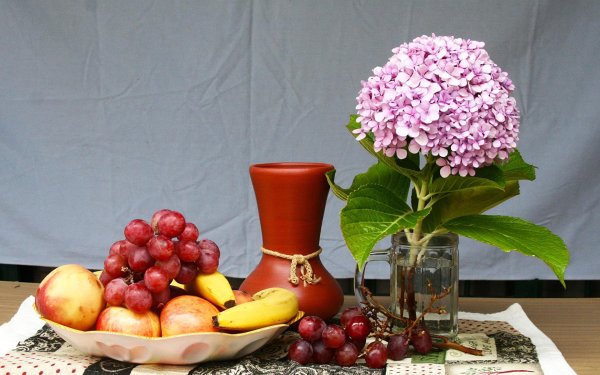 натюрморт цветы и фрукты