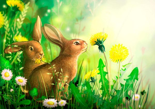 зайцы на поляне