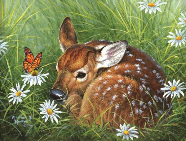 олененок живопись