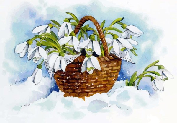 корзина с подснежниками