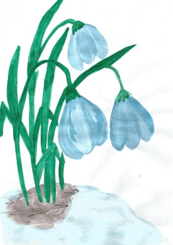 рисование с детьми подснежники