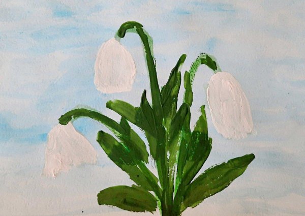 рисование с детьми подснежники