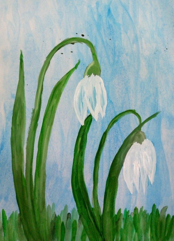 рисование с детьми подснежники