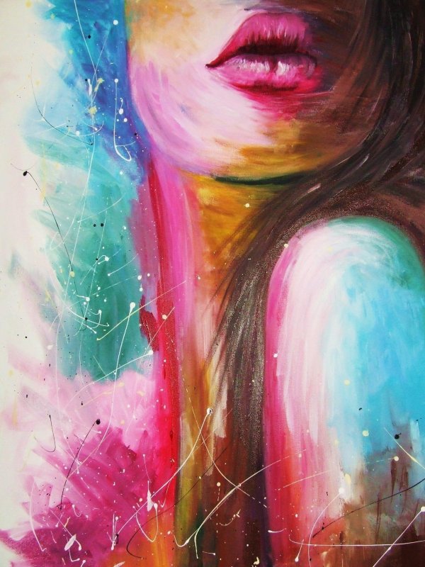 картина акрилом девушка
