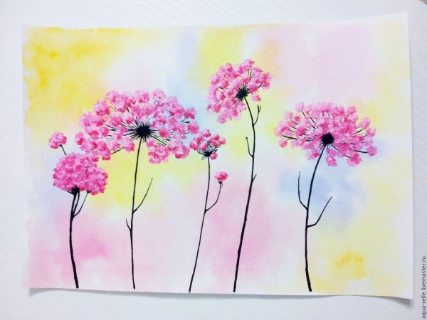 поэтапное рисование цветов акварелью