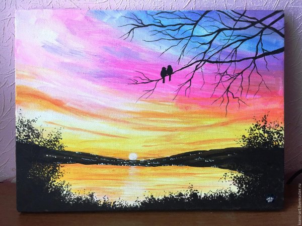 пейзаж акрилом на холсте