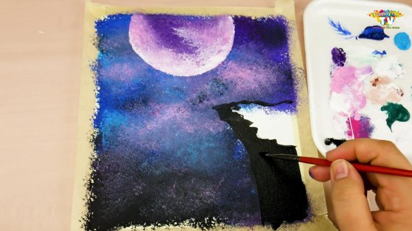 космос гуашью