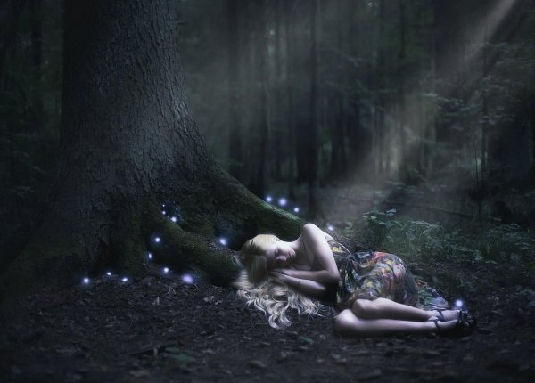 таинственная фотосессия в лесу