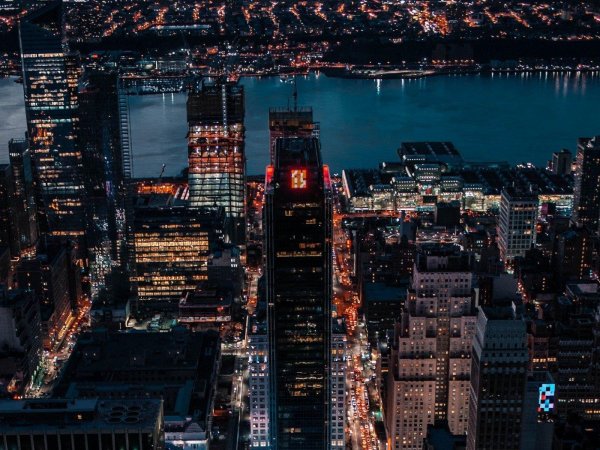 ночной ньюйорк с высоты птичьего полета