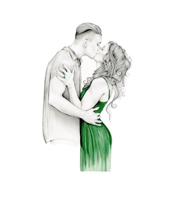 поцелуй рисунок карандашом
