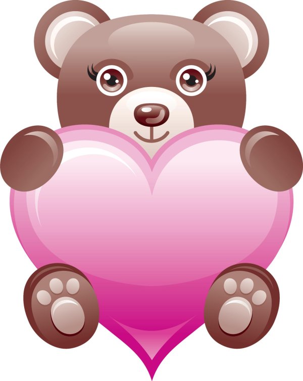 мишка держит сердечко