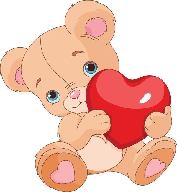 мишка держит сердечко