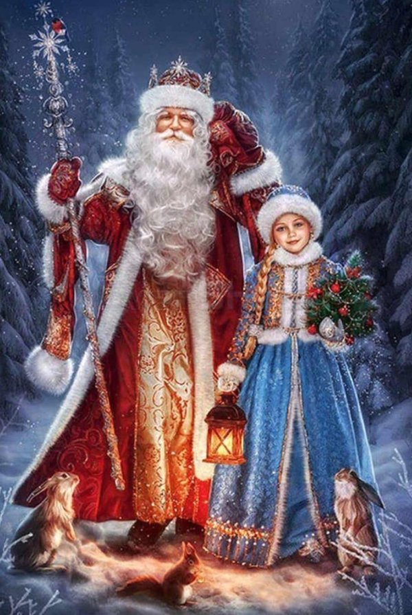 открытка дед мороз и снегурочка