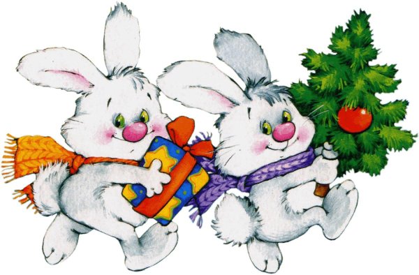 зайчик новогодний рисунок