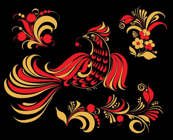 огненная жар птица в хохломской росписи