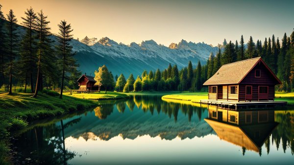 красивый дом у озера