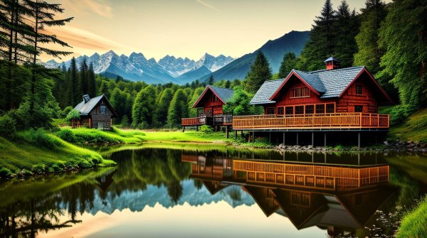 красивый дом у озера