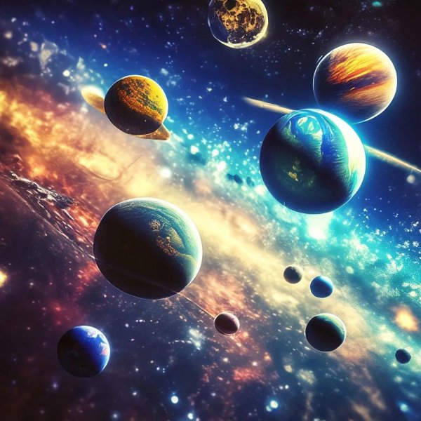 картина космоса с планетами