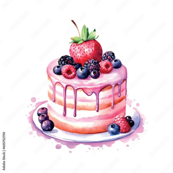 пирожное акварелью