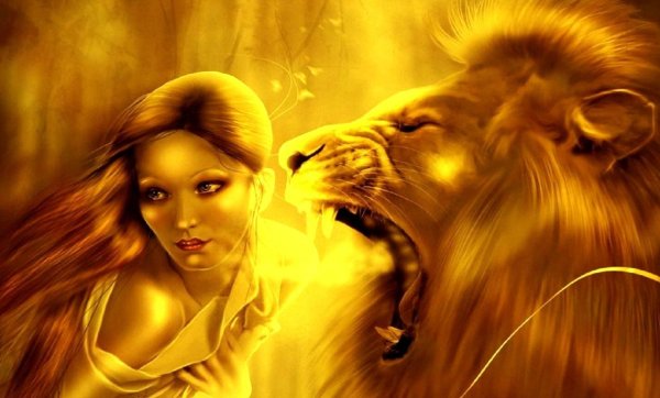 девушка со львом