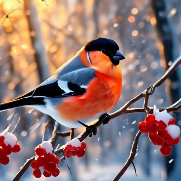 рябина и снегирь