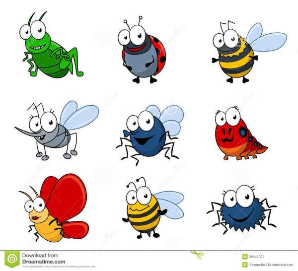 много мультяшных комаров