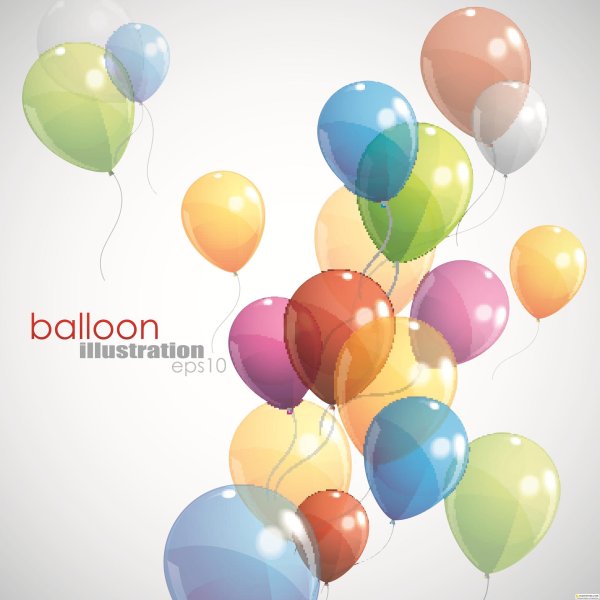 Шарики воздушные на прозрачном фоне