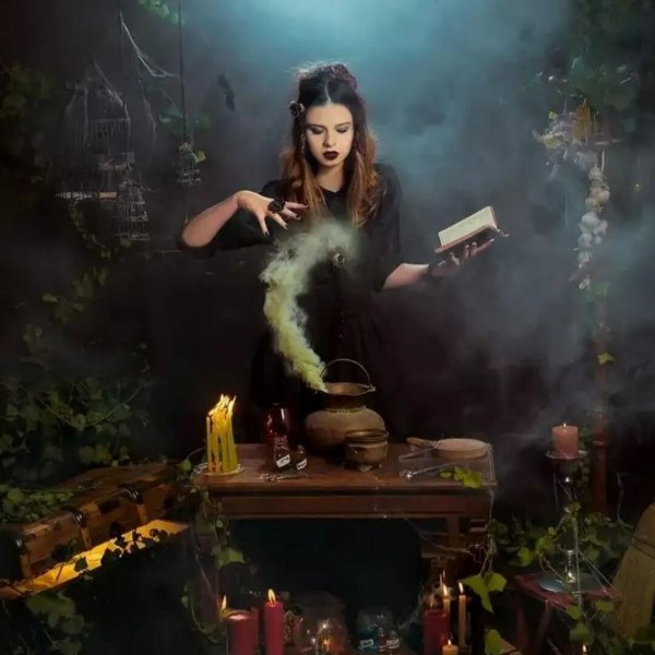 фотосессия ведьмы с котлом