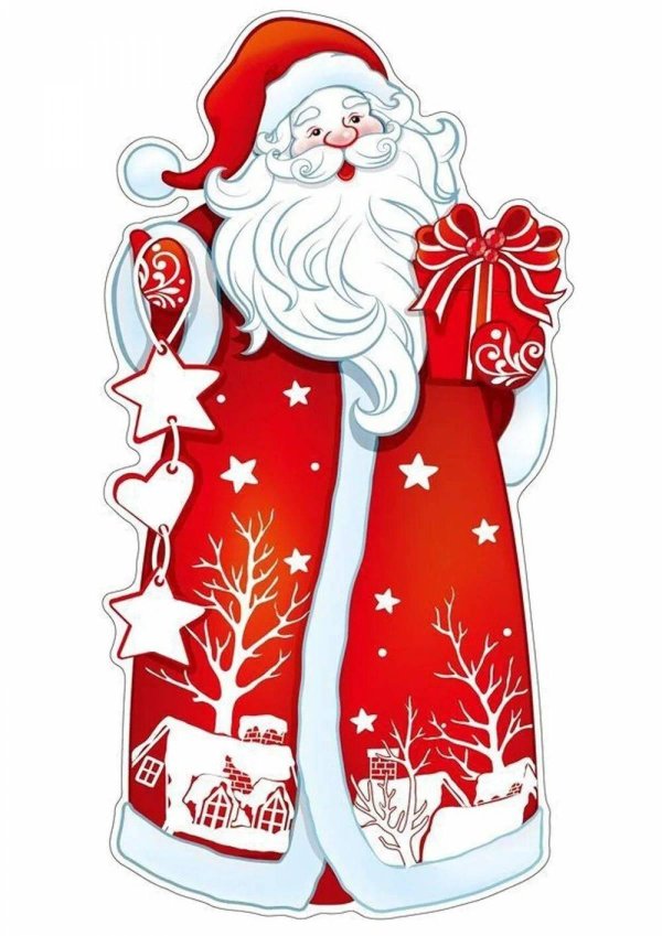 новогодняя наклейка дед мороз