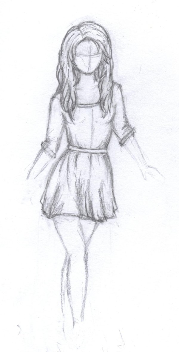 девушка карандашом в полный рост