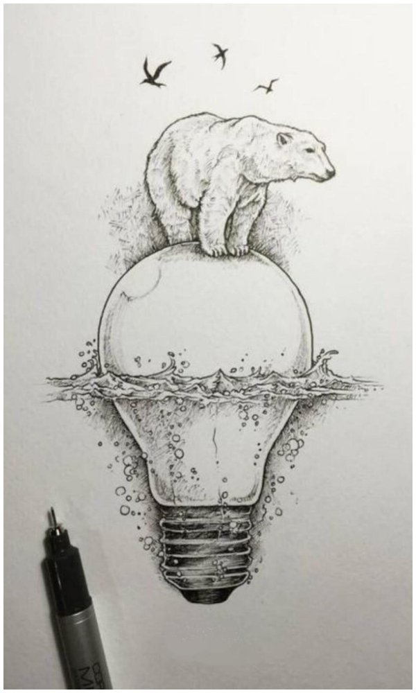 рисунок карандашом медведь