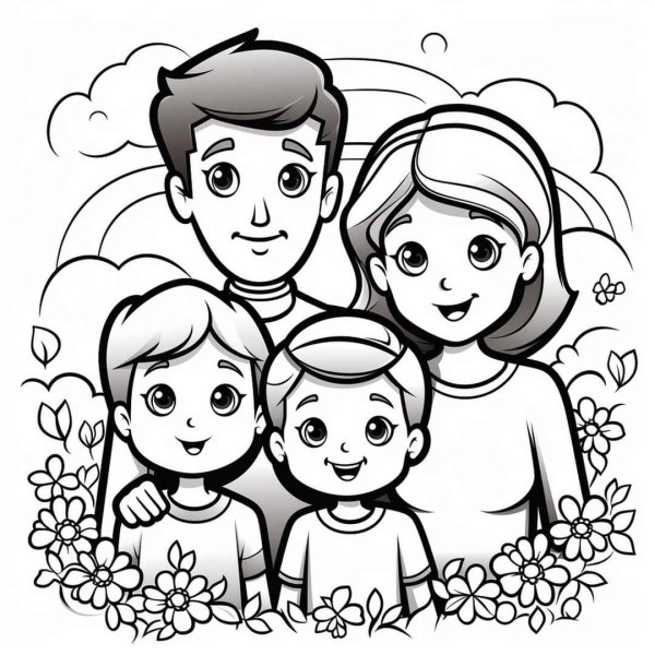 разукрашка семья