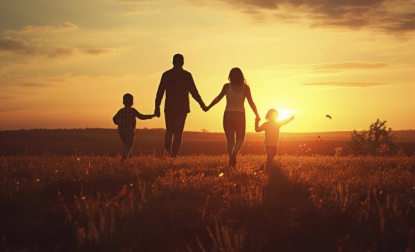 семья на закате