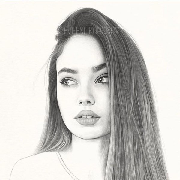 красивая девушка карандашом