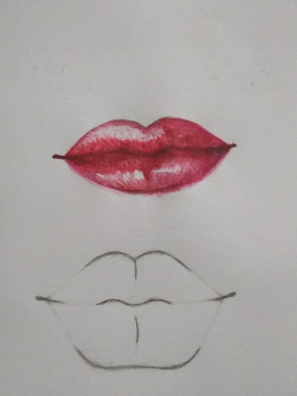 губы простым карандашом